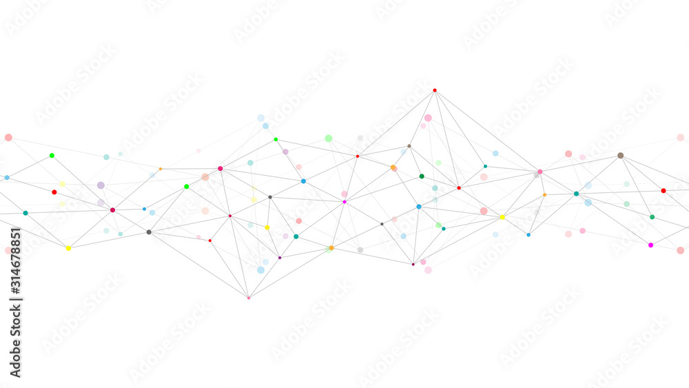Fototapete abstract plexus background with connecting dots and lines. global network connection, digital techno