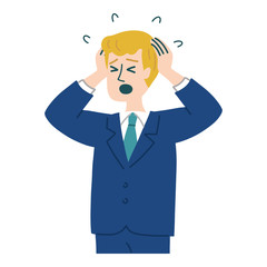 スーツ　金髪　男性　パニック