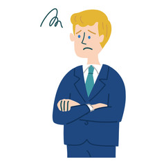 スーツ　金髪　男性　困っている