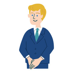 スーツ　金髪　男性　立っている