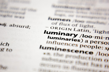 Word or phrase luminary in a dictionary.