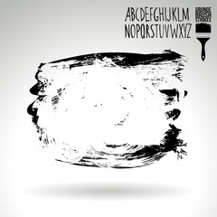 Black brush stroke and texture. Grunge vector abstract hand - painted element. Underline and border design.