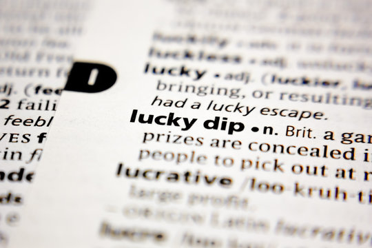 Word Or Phrase Lucky Dip In A Dictionary.