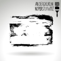 Black brush stroke and texture. Grunge vector abstract hand - painted element. Underline and border design.