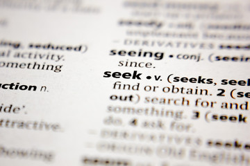 Word or phrase seek in a dictionary.
