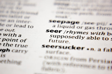 Word or phrase seer in a dictionary.