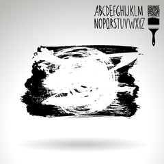 Black brush stroke and texture. Grunge vector abstract hand - painted element. Underline and border design.