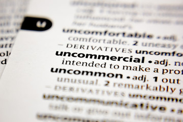 Word or phrase uncommercial in a dictionary.