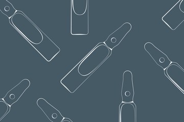 Background from ampoules for injection. Glass medical bottles.