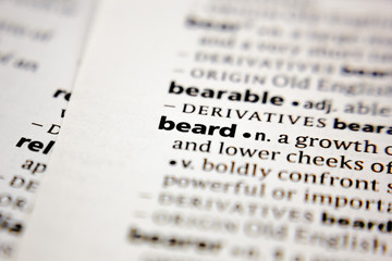 Word or phrase beard in a dictionary.