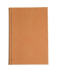 Old book with vintage beige cover isolated on white, top view