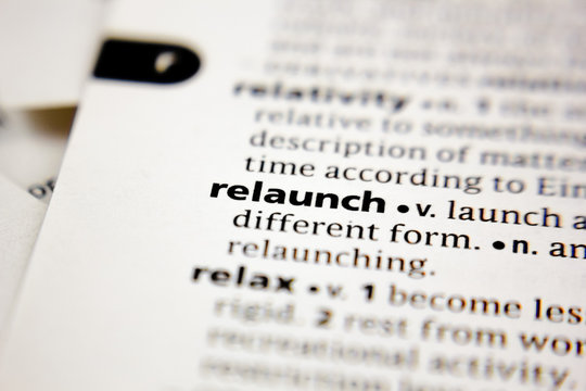 Word or phrase relaunch in a dictionary.