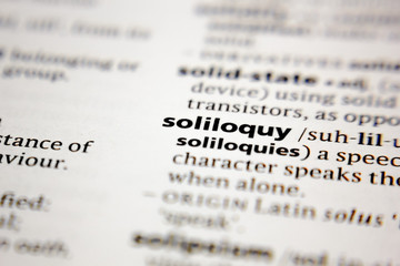 Word or phrase soliloquy in a dictionary.