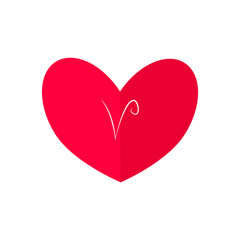 Valentine's day card with calligraphic capital letter V