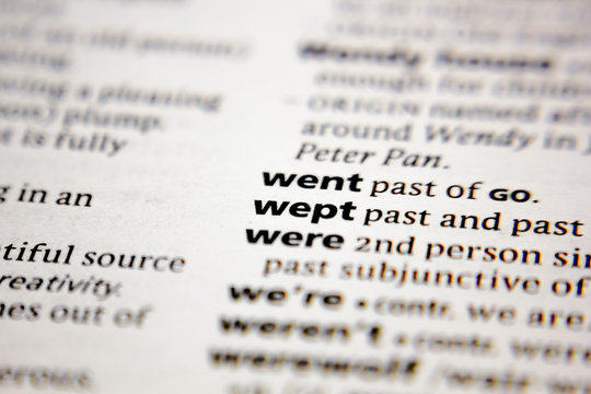 Word or phrase wept in a dictionary.