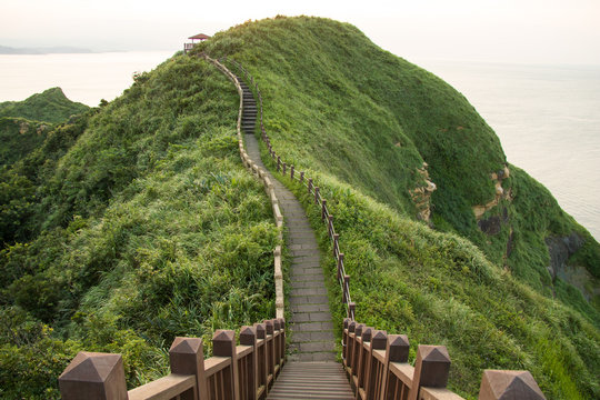 Landscape View of The Northeast Coast of Taiwan on Bitou Cape Hiking Trail , New Taipei City, Taiwan