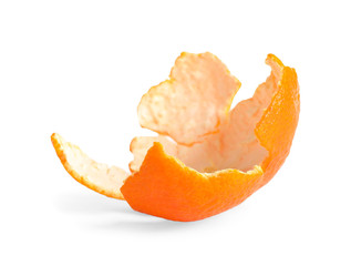 Naklejka na ściany i meble Piece of tangerine zest isolated on white