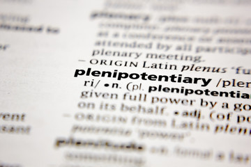 Word or phrase plenipotentiary in a dictionary.