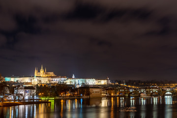 Fototapeta na wymiar Prague castle and Charles bridge in the night, Czech republic