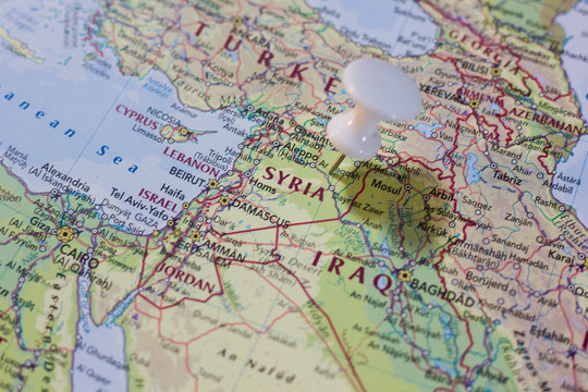 Syria on the map of the world.
