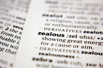 Word or phrase zealous in a dictionary.