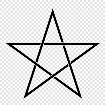 Illustration of a Pentagram, a five-pointed star. Esoteric or magic symbol of Occultism and Witchcraft. Isolated on transparent background, vector