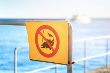 No fishing sign in a port or marina in Helsingborg in Sweden