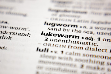 Word or phrase lukewarm in a dictionary. - 314683650