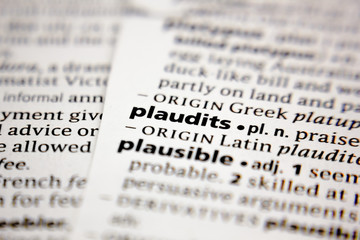 Word or phrase plaudits in a dictionary.