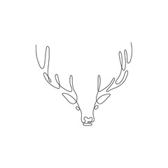 One line deer head design silhouette. Hand drawn minimalism style vector illustration