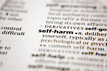 Word or phrase self-harm in a dictionary. - 314683821