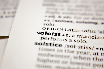 Word or phrase soloist in a dictionary.