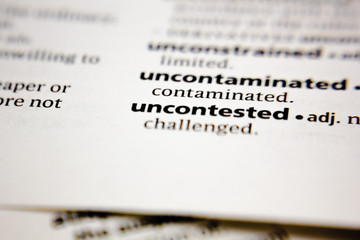 Word or phrase uncontested in a dictionary.