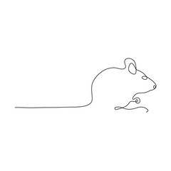 One line mouse head design silhouette. Logo design. Hand drawn minimalism style vector illustration.