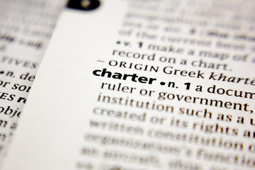 Fototapeta premium Word or phrase charter in a dictionary.