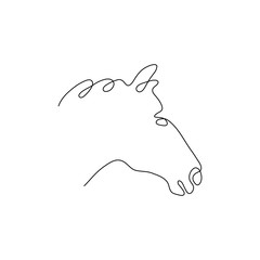 One line horse head design silhouette.Hand drawn minimalism style vector illustration
