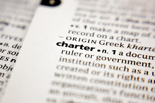 Word or phrase charter in a dictionary.