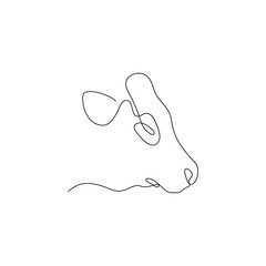 One line cow head design silhouette.Hand drawn minimalism style vector illustration