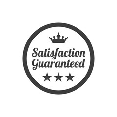 Satisfaction guaranteed badge on white background.