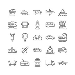 Transport icon set in flat style. Car vector collection illustration on white isolated background. Shipping transportation business concept.