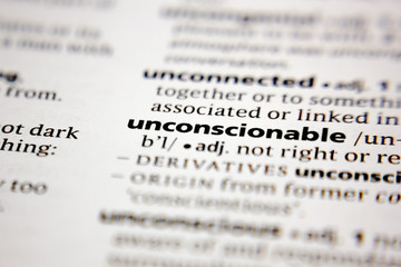 Word or phrase unconscionable in a dictionary.