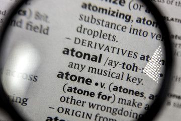 The word or phrase atonal in a dictionary.