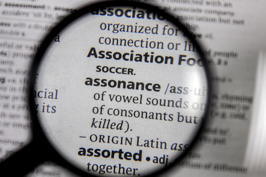 The word or phrase assonance in a dictionary.