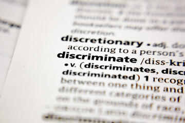 Word or phrase discriminate in a dictionary.
