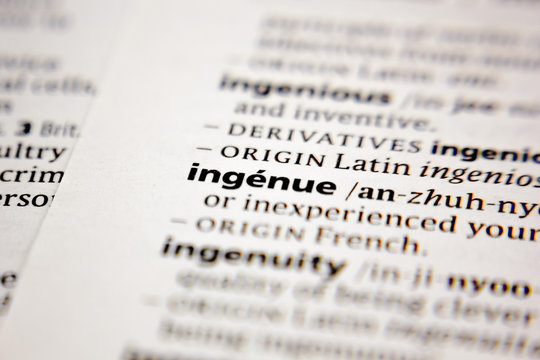 Word or phrase ingenue in a dictionary.
