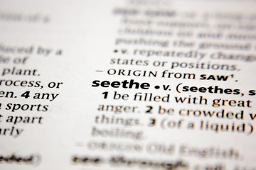 Word or phrase seethe in a dictionary.