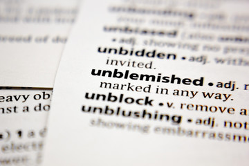 Word or phrase unblemished in a dictionary.