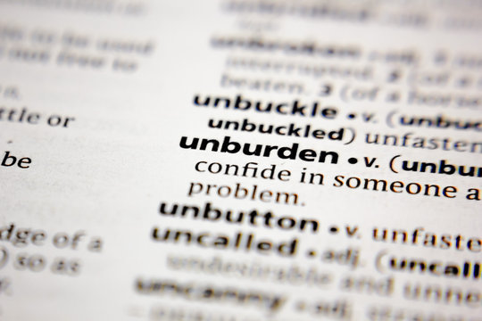 Word Or Phrase Unburden In A Dictionary.