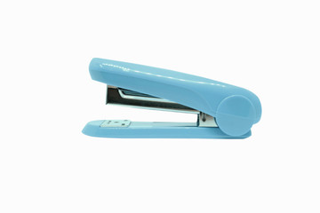 Blue stapler isolated on a white background with clipping path.