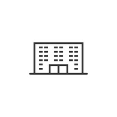 Building icon in flat style. Town skyscraper apartment vector illustration on white isolated background. City tower business concept.